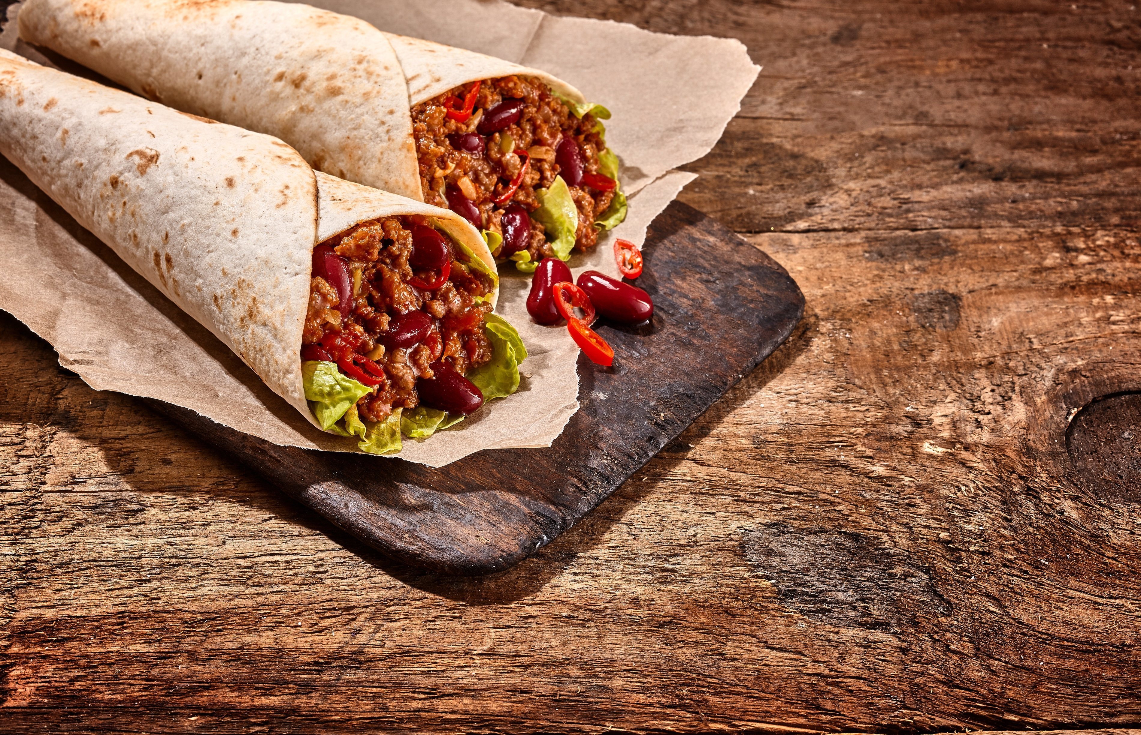 Wraps de carne y queso de cabra