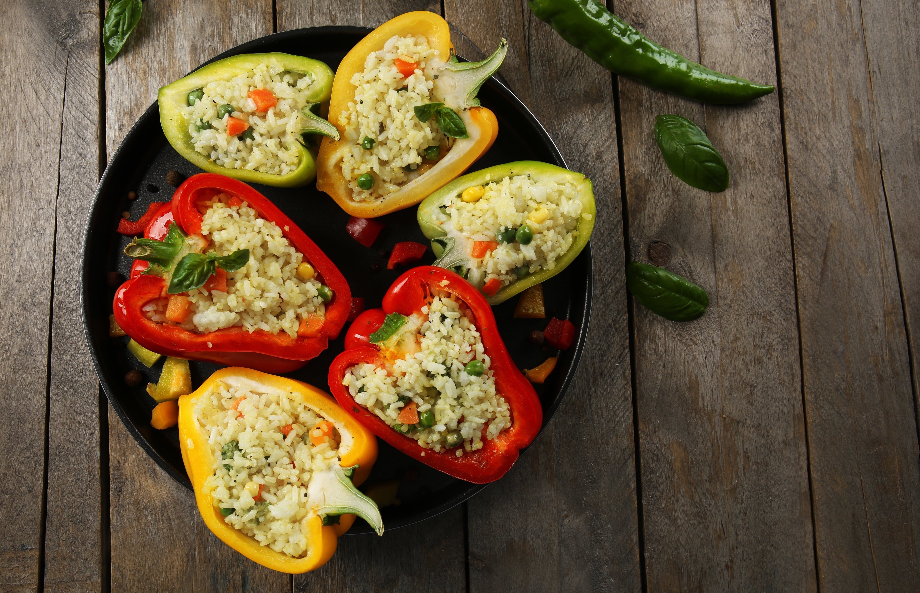 Pimientos rellenos de arroz